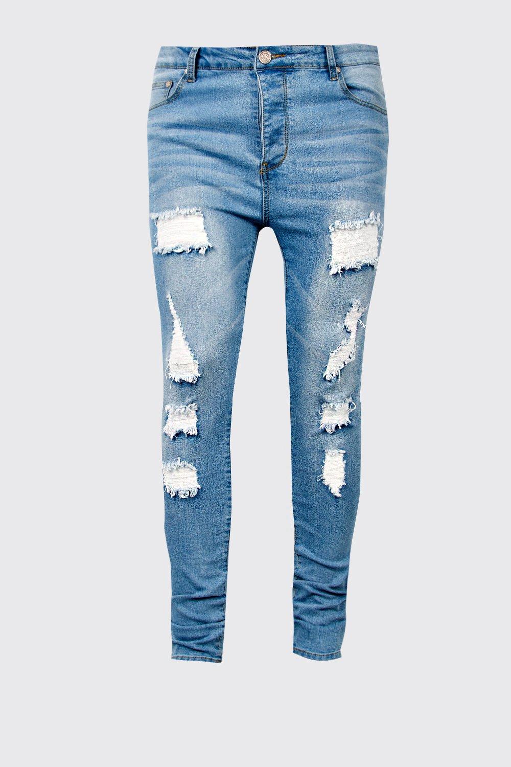 Big Tall Skinny Fit Jeans All Over Rips